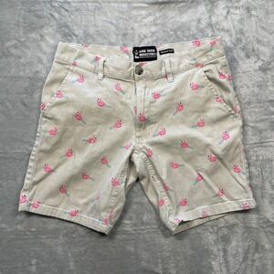 Raw Yarn Industries‎ Mens Flamingo Print Stretch Twill Shorts Size 32